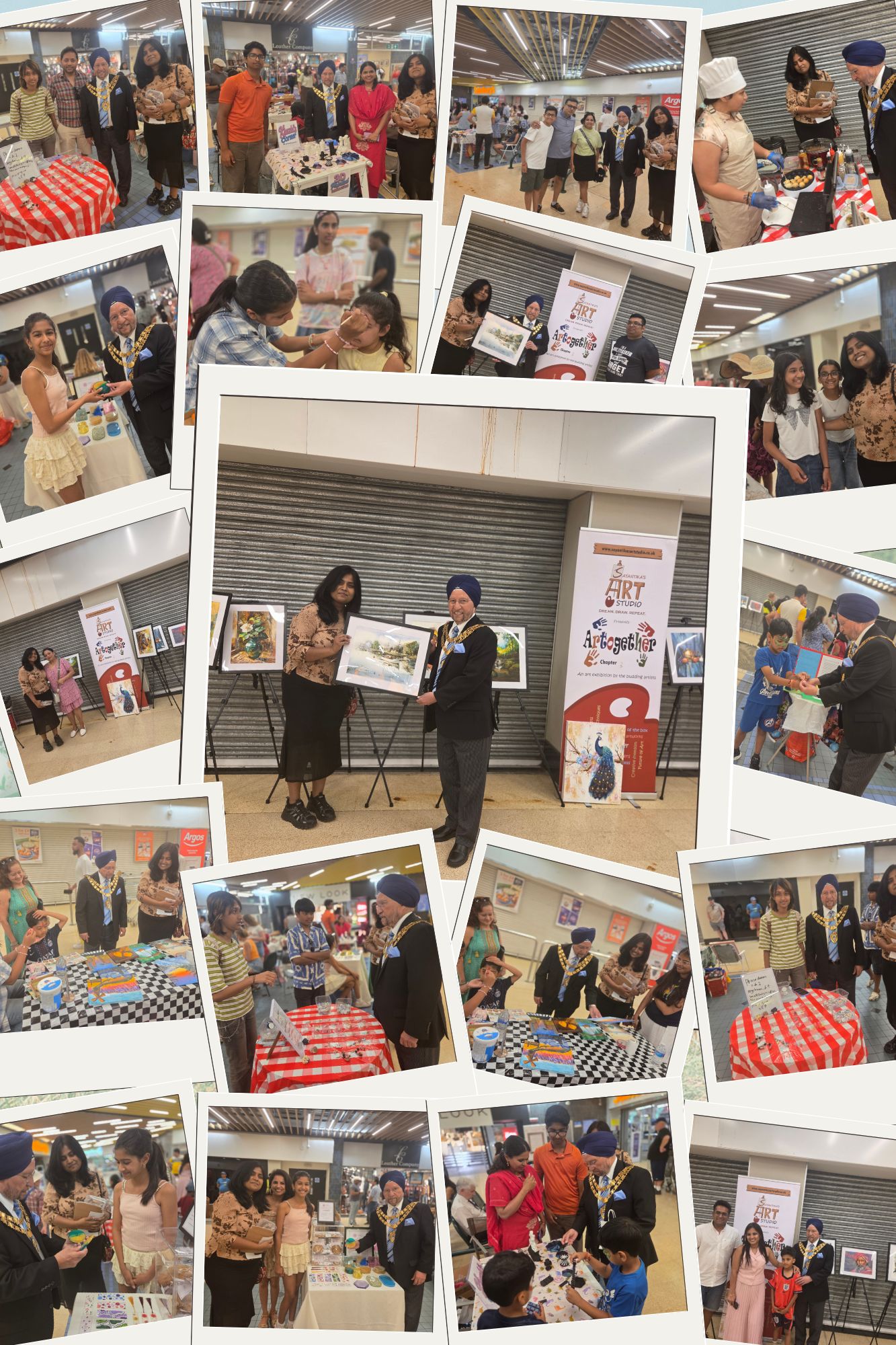 Sayantika's Art Studio student artwork on display and craft carnival at The Mell Square, Solihull